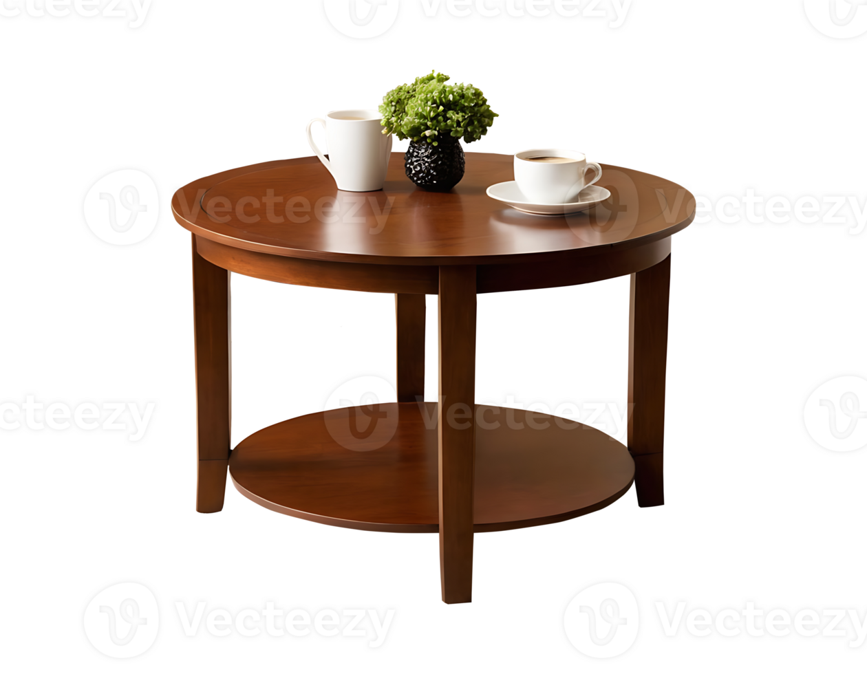 Round wooden table in a fancy dining spaceone transparent background png
