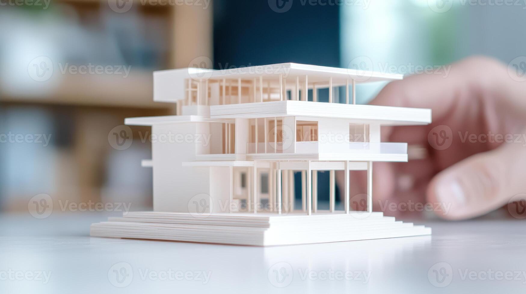 Architects and engineers craft stunning D and 3D construction models, transforming dreams into reality amidst a clean backdrop. photo
