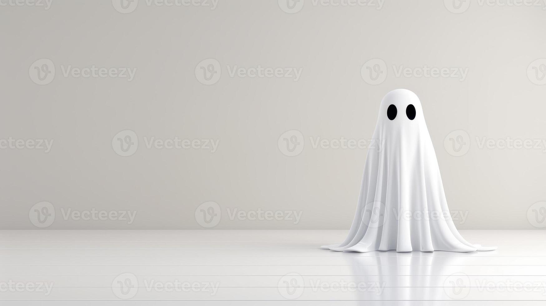 A spooky ghost illustration perfect for Halloween, featuring a cute, playful design on a clean white background. photo