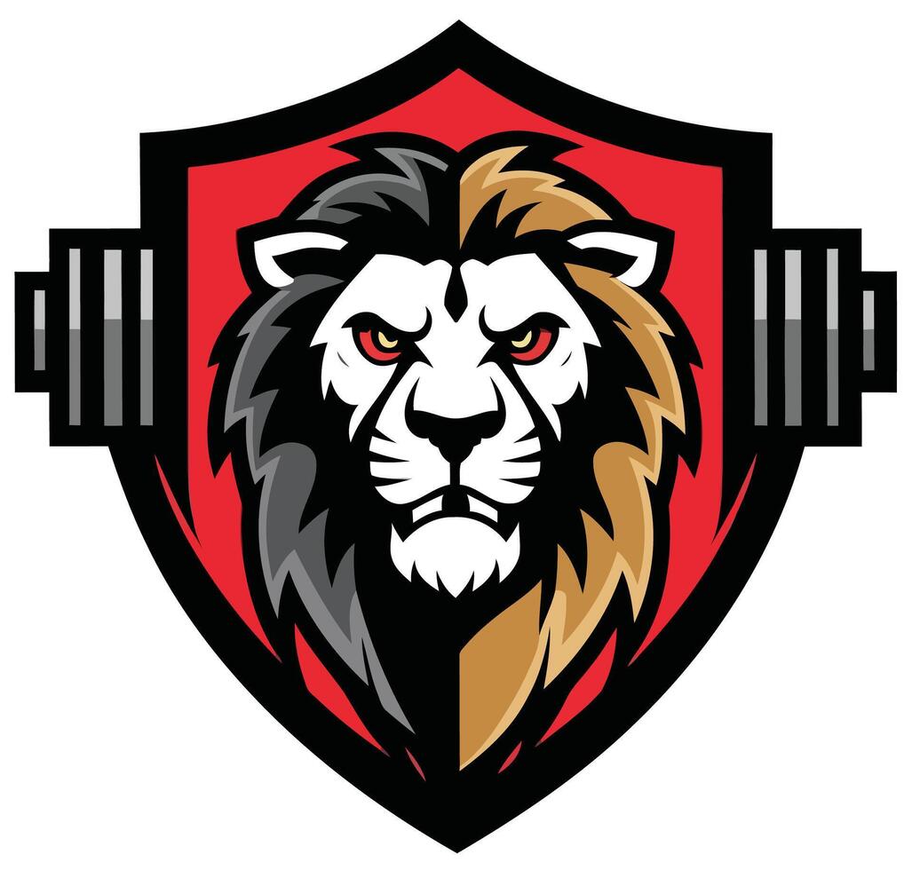 Muscle lion gym logo illustration vector