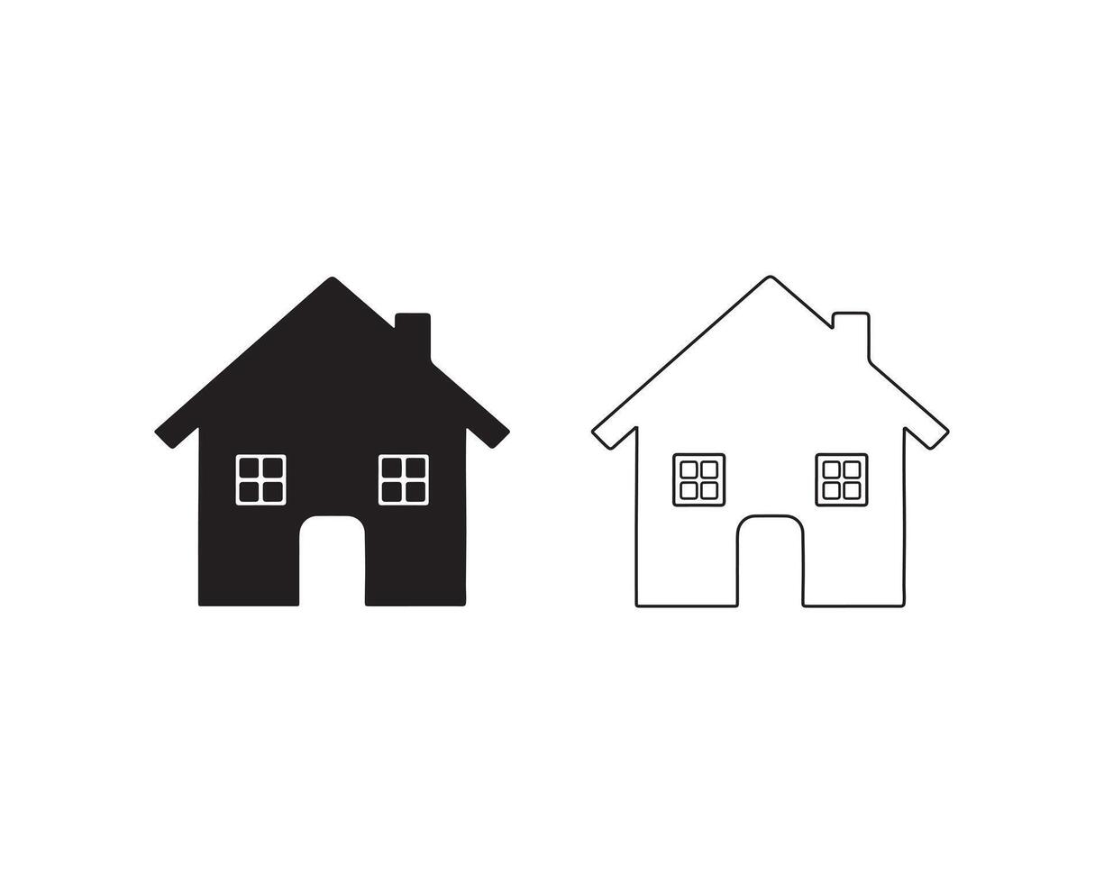 Thinly outlined house icon on a simple white surface vector