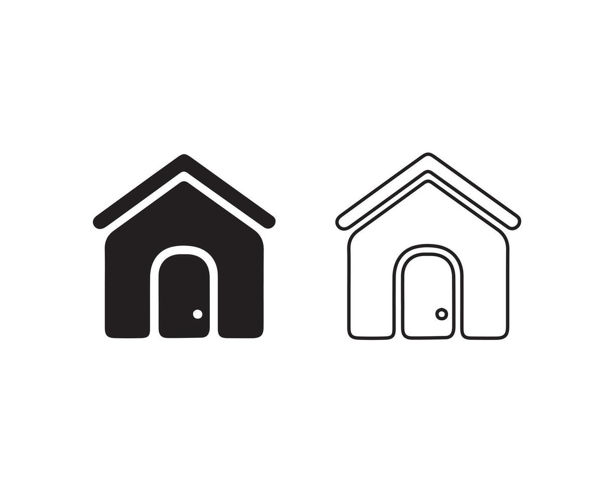 Simple house icon drawn with thin lines on a white surface vector