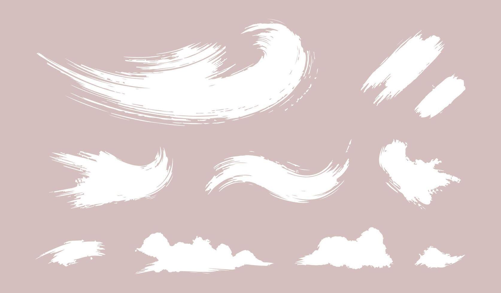 A versatile array of ink brush stroke silhouettes in different forms and sizes vector