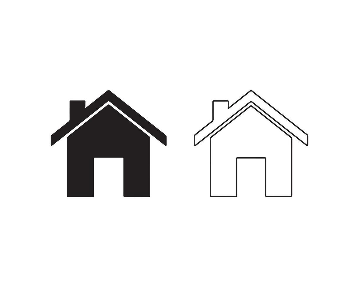 Thin lined house symbol resting on a plain white background vector