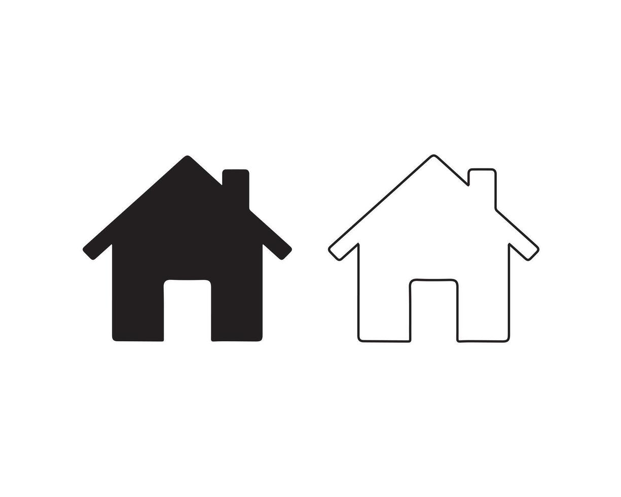 Simple home icon with fine lines on a white canvas vector