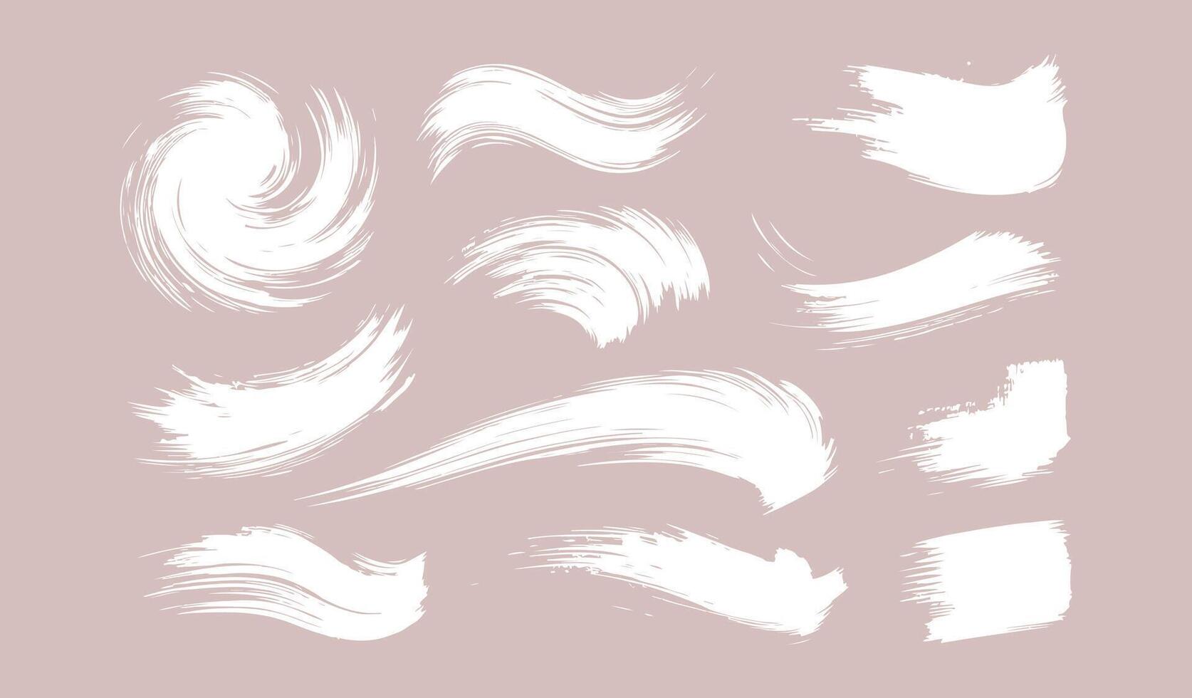 A dynamic set of ink brush stroke silhouettes in varying shapes and proportions vector