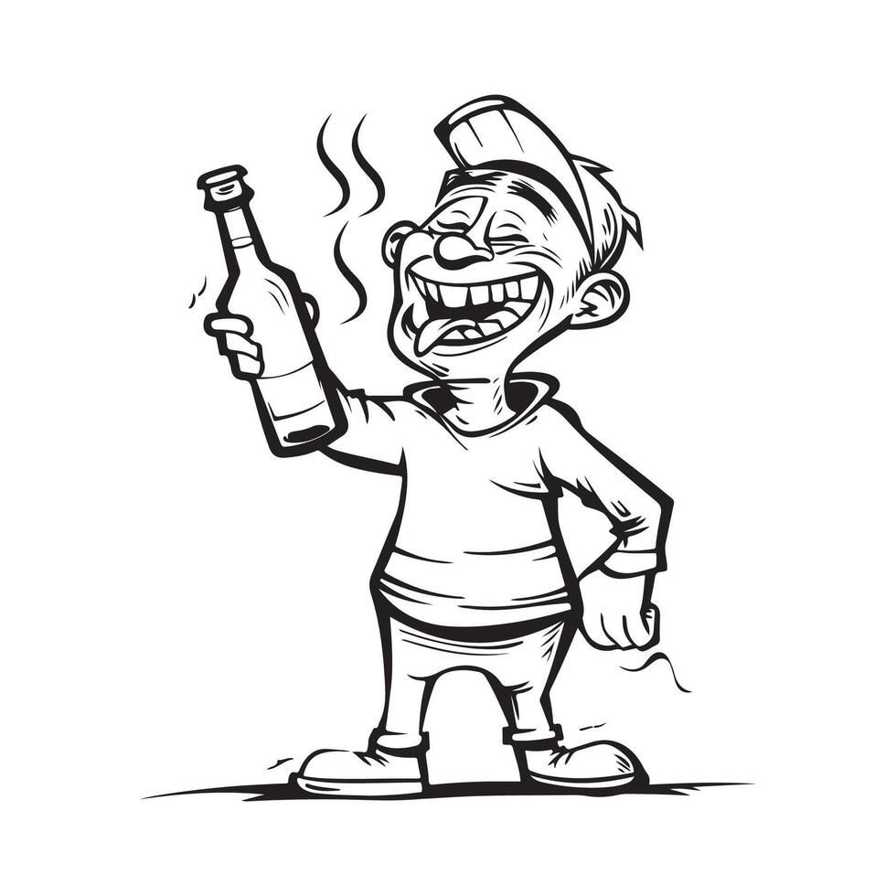 Drunk Man Illustration Cartoon Stock image isolated on white background vector