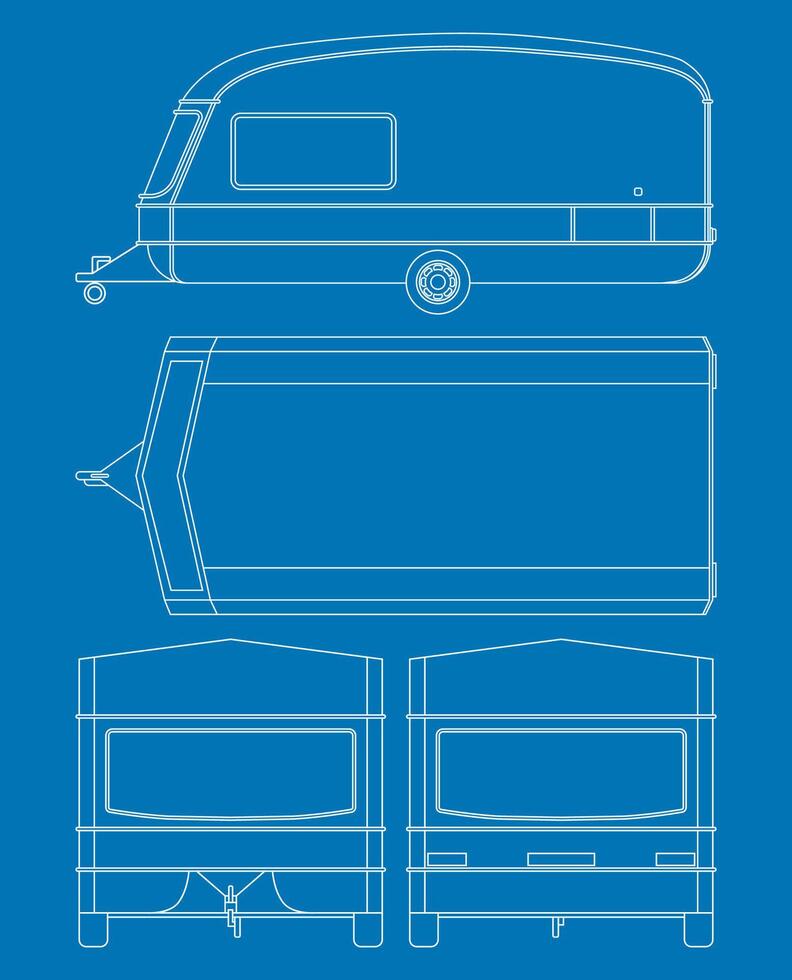 Caravan blueprint for graphic resource. eps 10 vector
