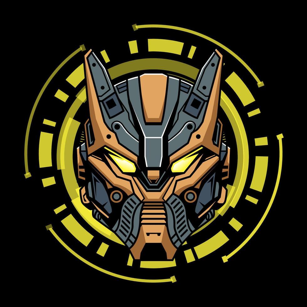 Illustration detailed Robot head. Design logo robot. eps 10 vector