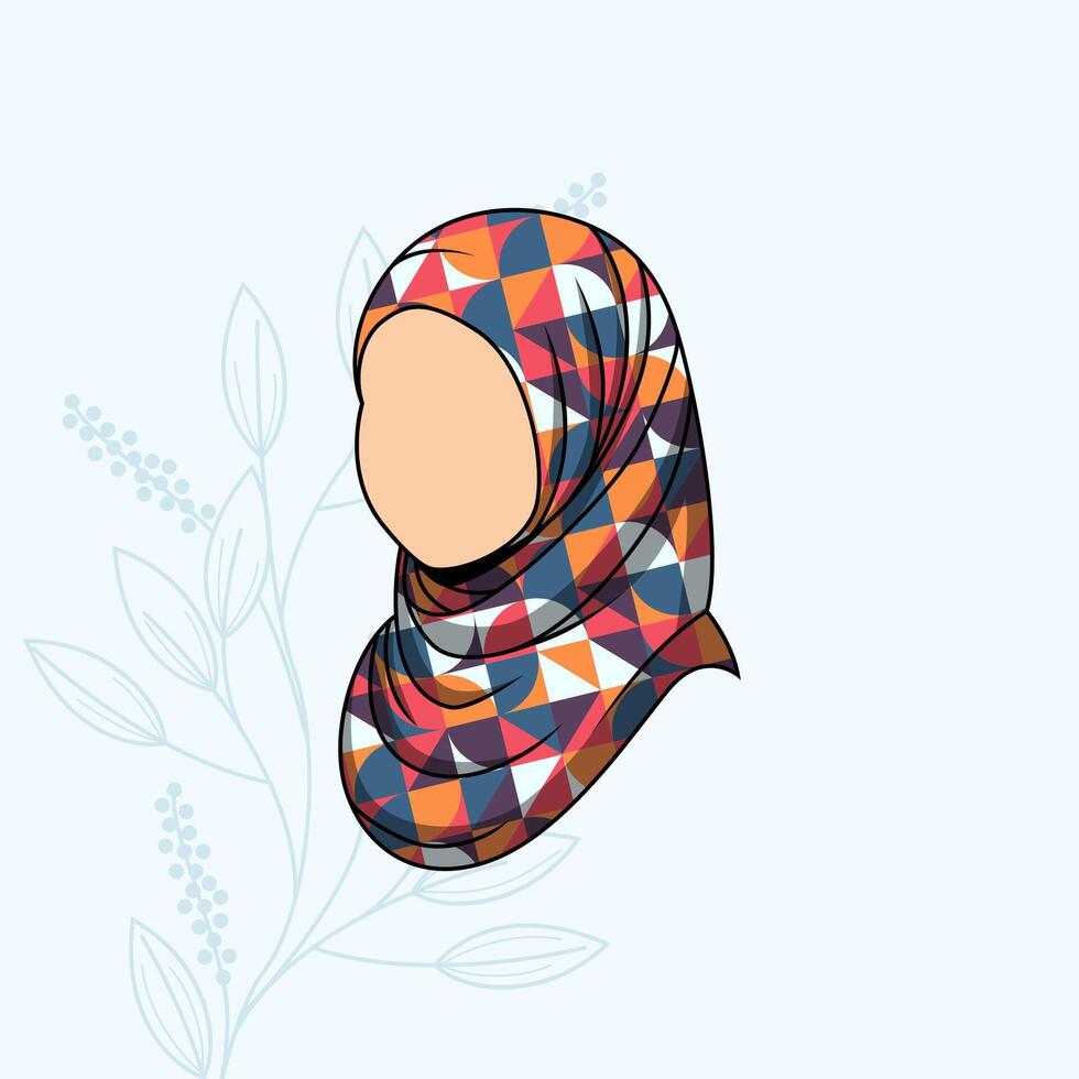 Mosaic patterned hijab template, Muslim women's hijab for graphic sources. eps 10 vector