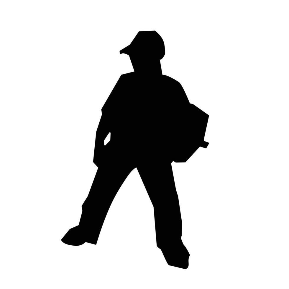 Labor man black silhouette vector