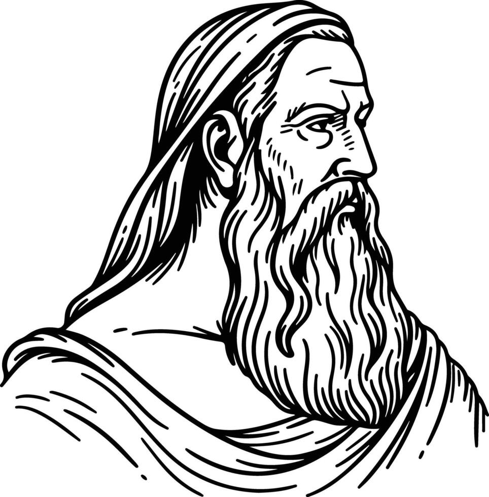 Herodotus portrait hand drawn vector