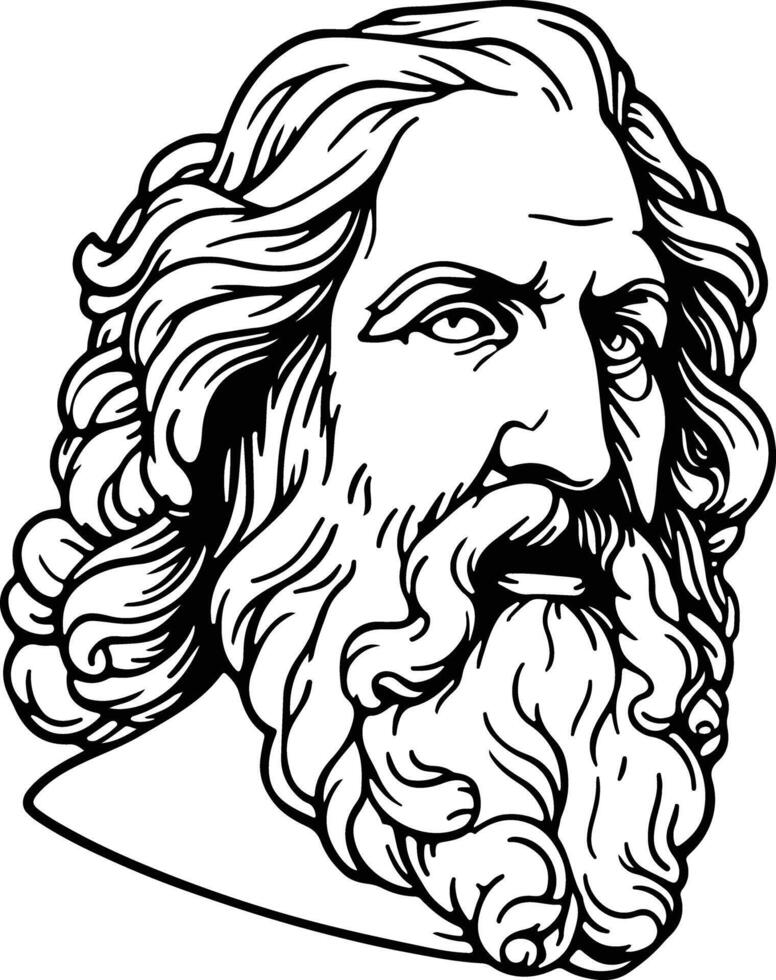 Euripides portrait hand drawn vector