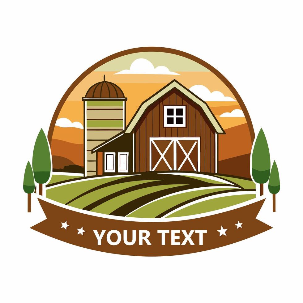 Clasic rustic house logo, rustic home with brown wood, green grass at house farm company logo vector