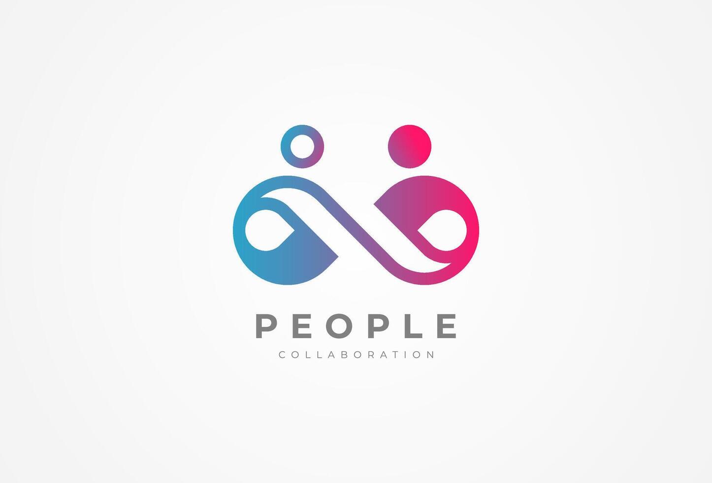 People logo design, human with infinity icon combination in gradient color, people Logo design template, illustration vector