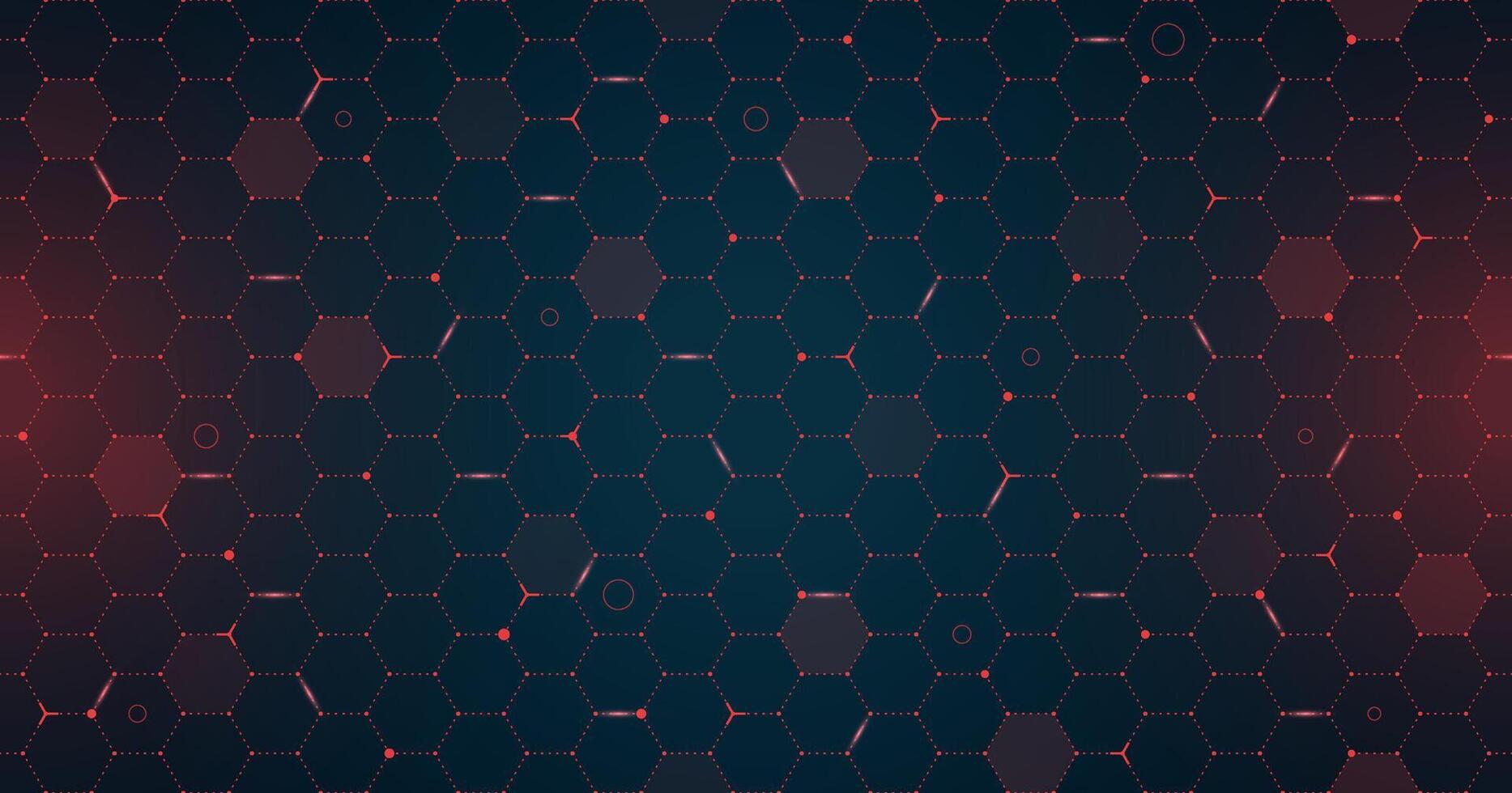 VR HUD futuristic interface hexagons grid. Digital UI screen hexagonal mesh pattern. GUI hi tech visor backdrop design. Spaceship head up display red hex lines on dark background. FUI Sci Fi dashboard vector