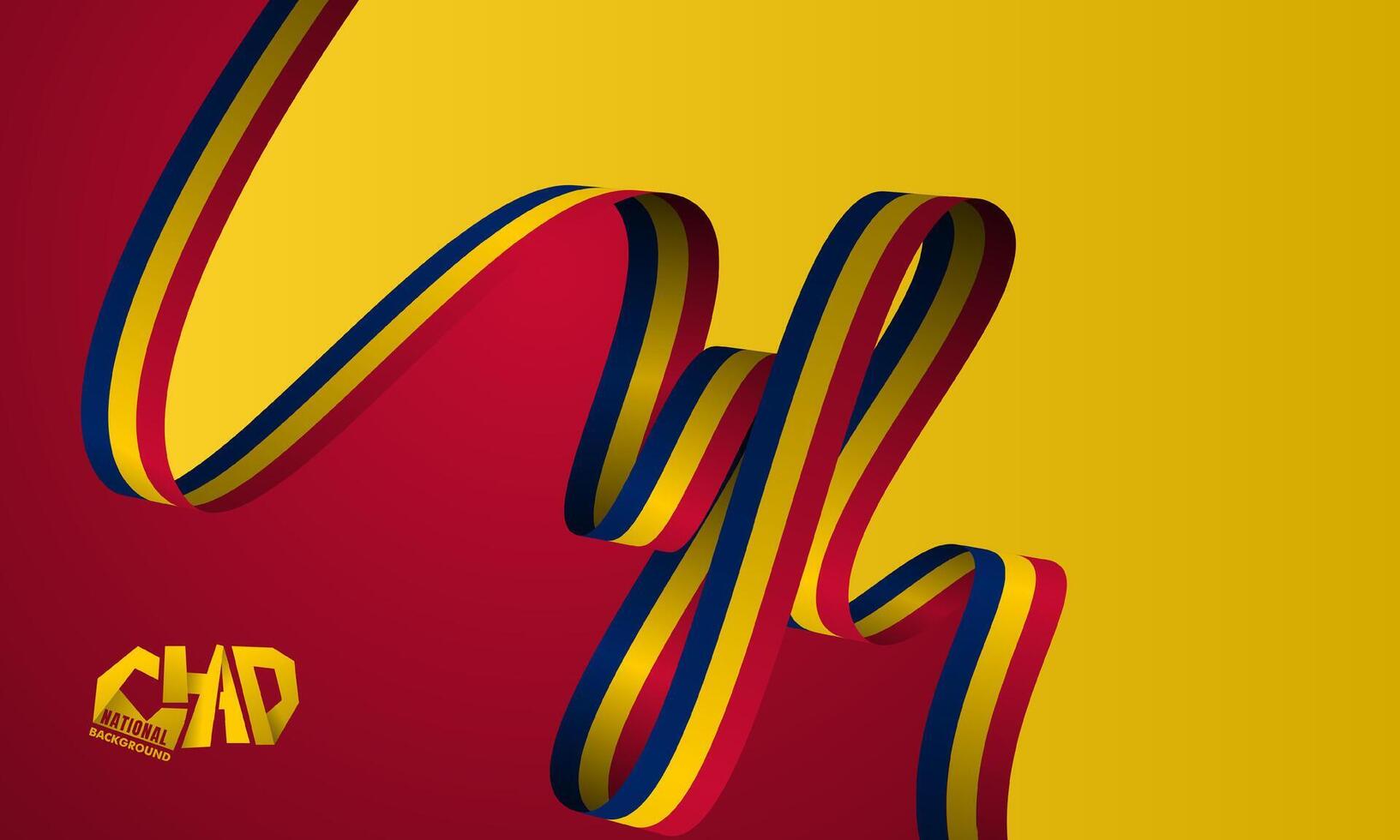 Chad independence day template with waving chad ribbon flag design. Also good template for chad national background vector