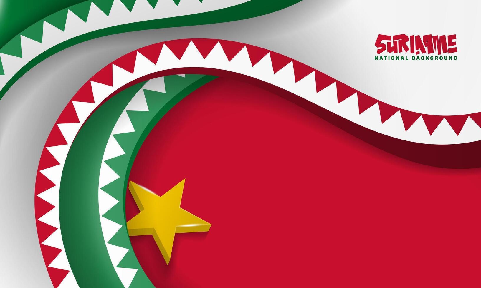 Suriname independence day background with waving ethnic shapes on red background. suriname national background design vector