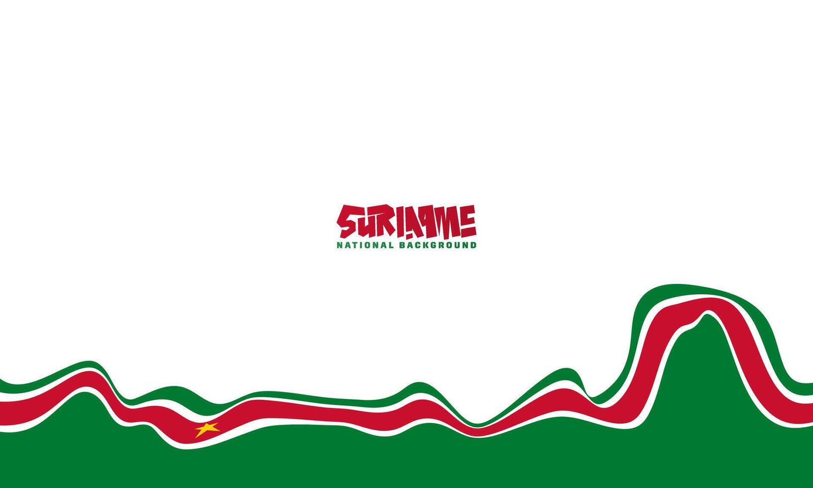 white background with waving green and red flag in irregular wave. suriname independence day template design. suriname national background vector