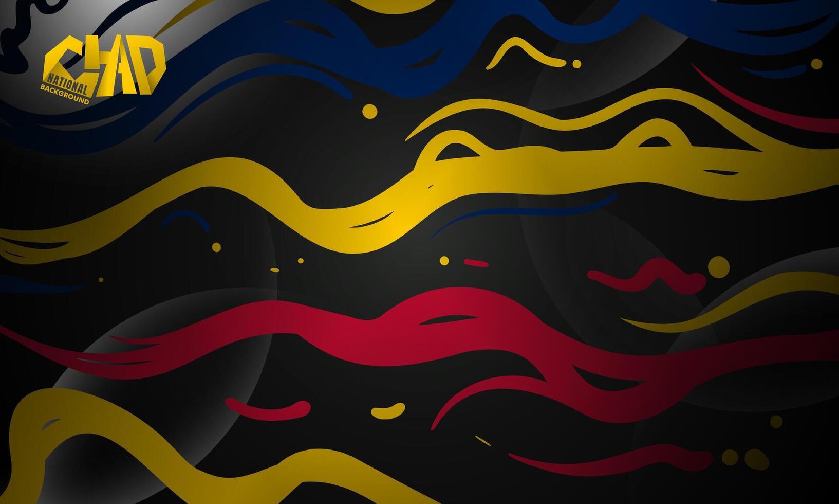 Chad national background with Waving flat smoke in blue yellow and red design. Chad independence day template design vector