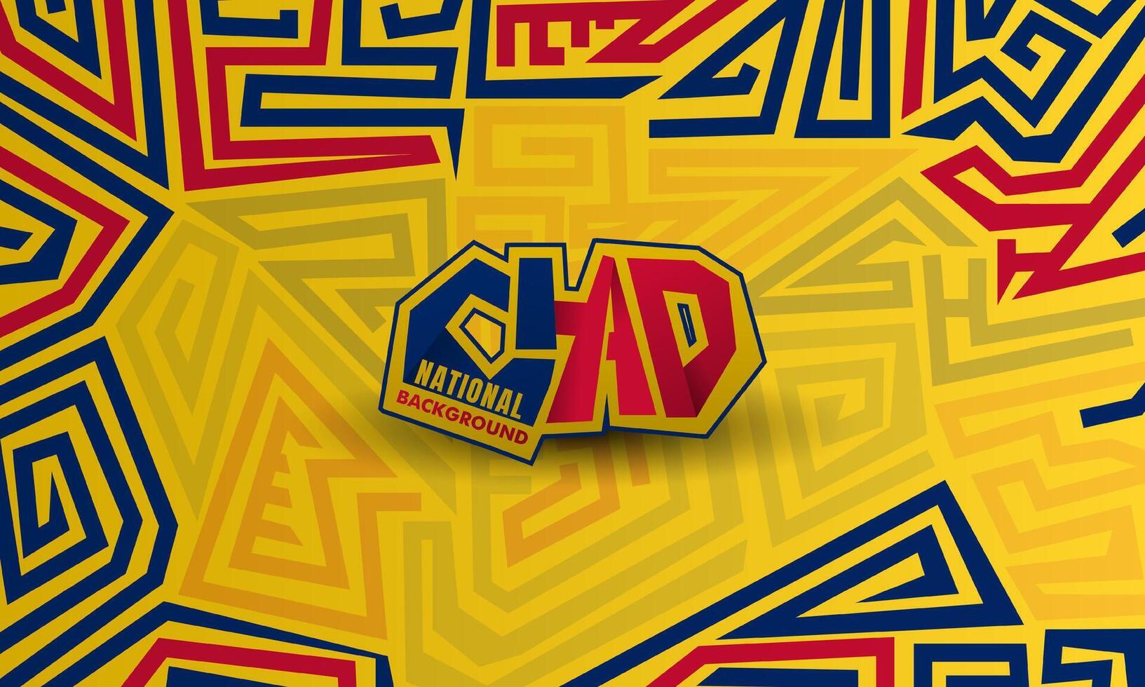 Chad independence day background in ethnic background with abstract red and blue lines on yellow background. Also good template for chad national day vector