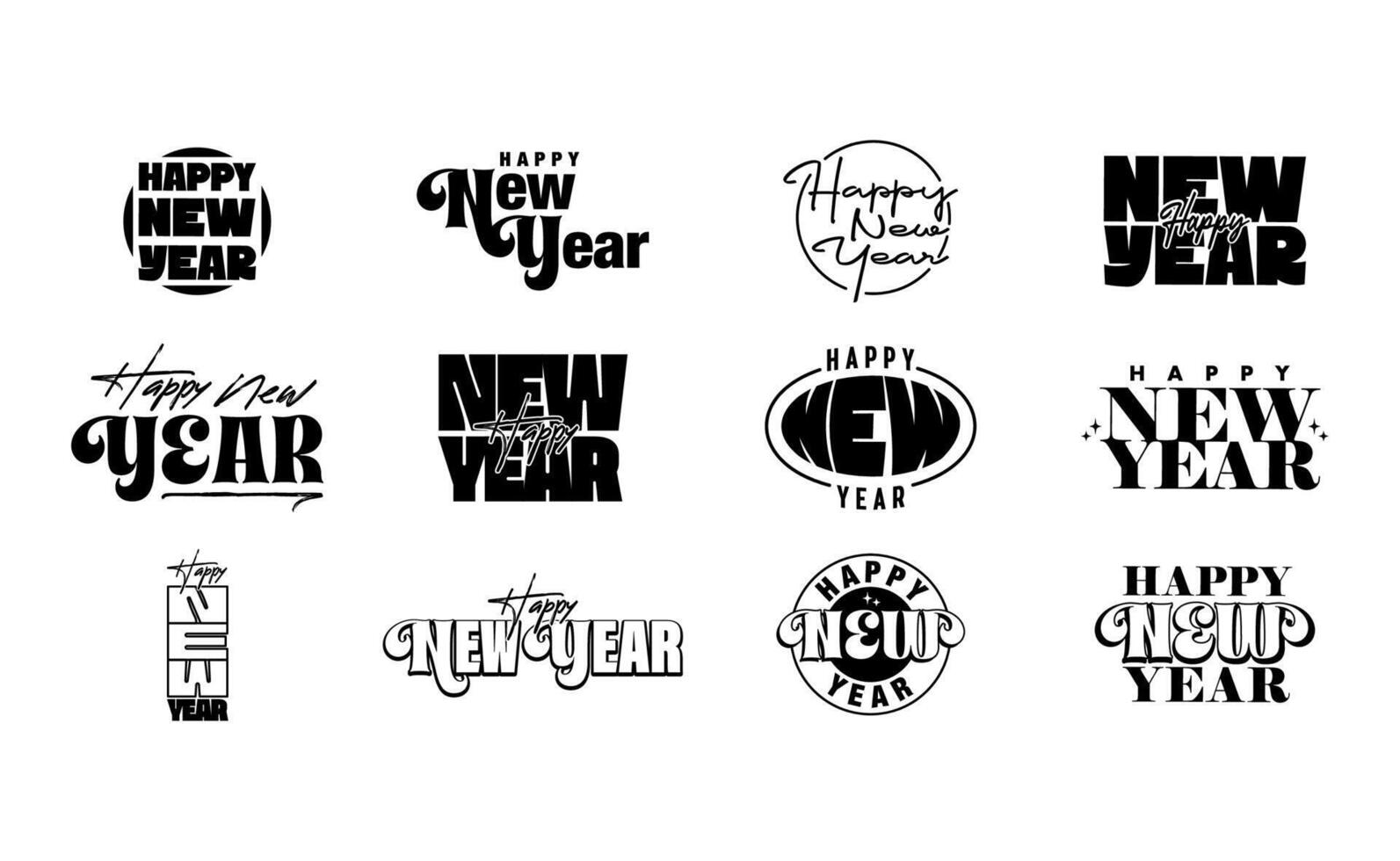 happy new year logo collection vector
