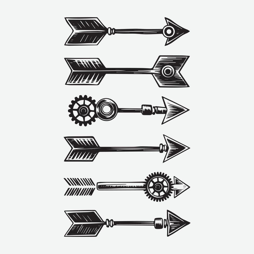 a black drawing of a set of arrows vector