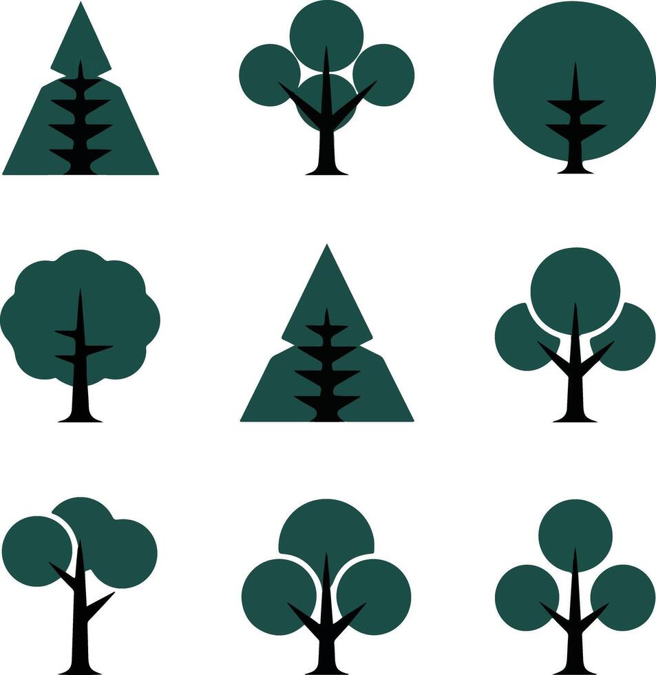 a collection of trees with different shapes vector