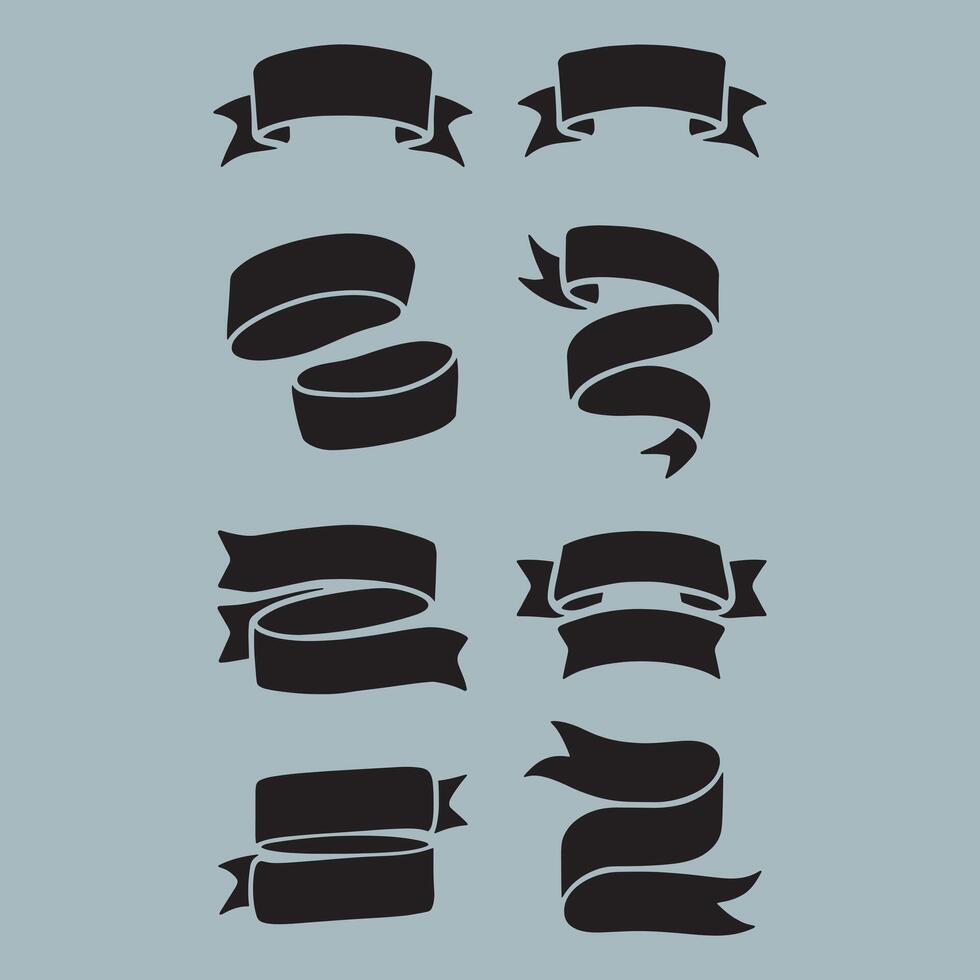 a collection of black and white ribbon vector