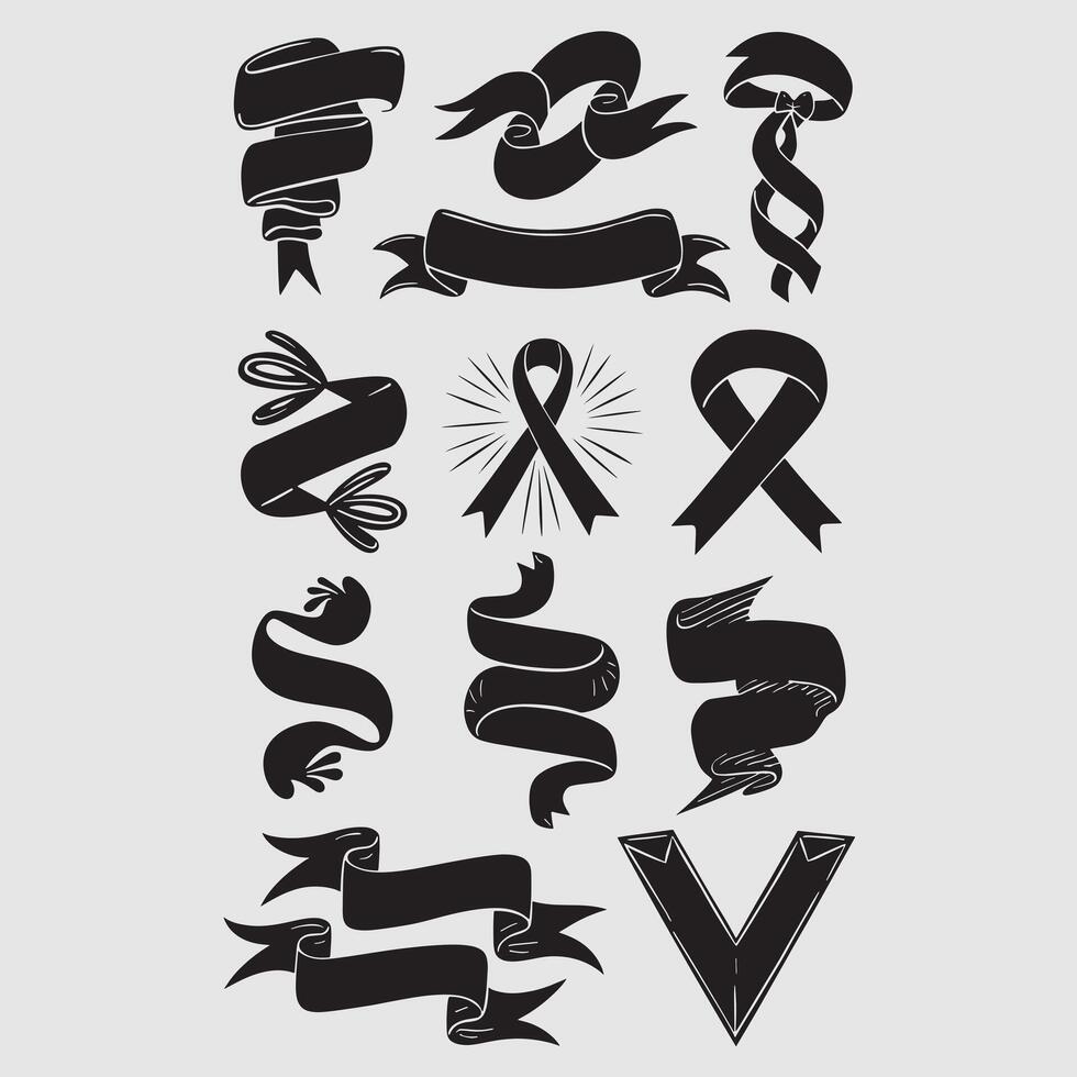 a black and white poster with a ribbon and a ribbon with a symbol for a snake. vector