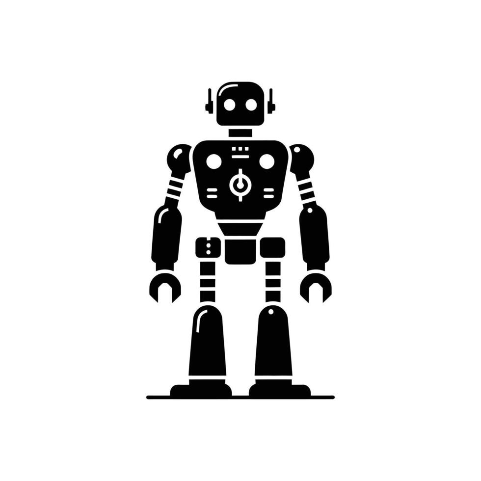 Innovative Robot Silhouettes Representing AI and Robotics in Science Events vector