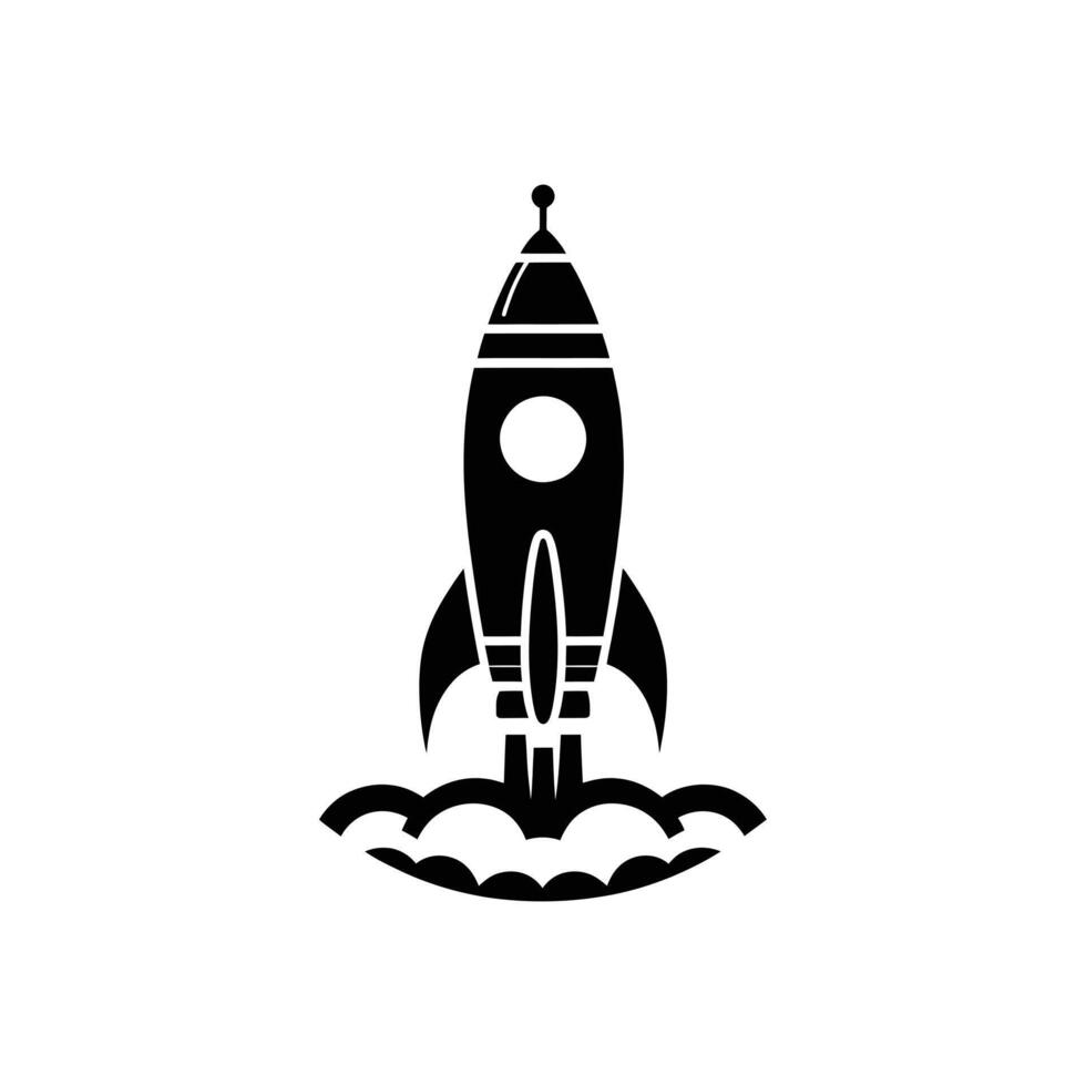 Sci-Fi Rocket Silhouette Perfect for Celebrating Science Fiction Day, Space Exploration Week, and Festivals vector