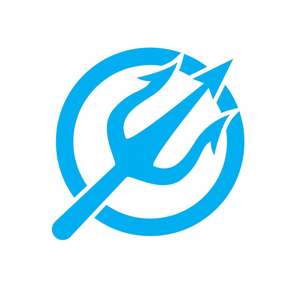 A blue and white logo with a spear and arrow vector