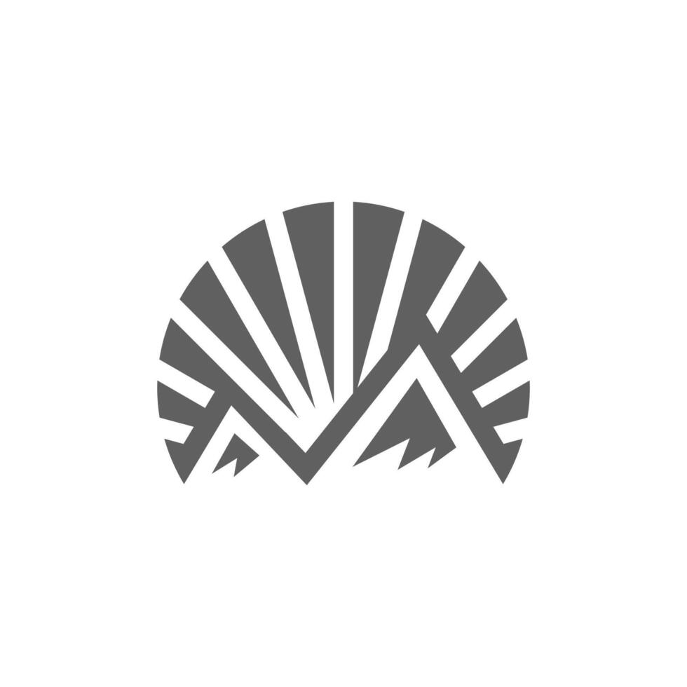 A mountain logo with a sunburst vector