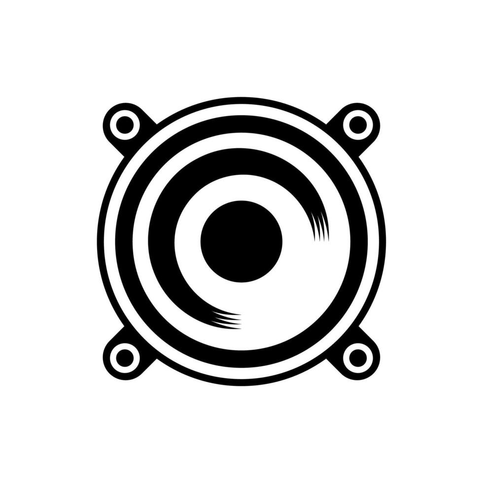 A black and white logo of a speaker vector