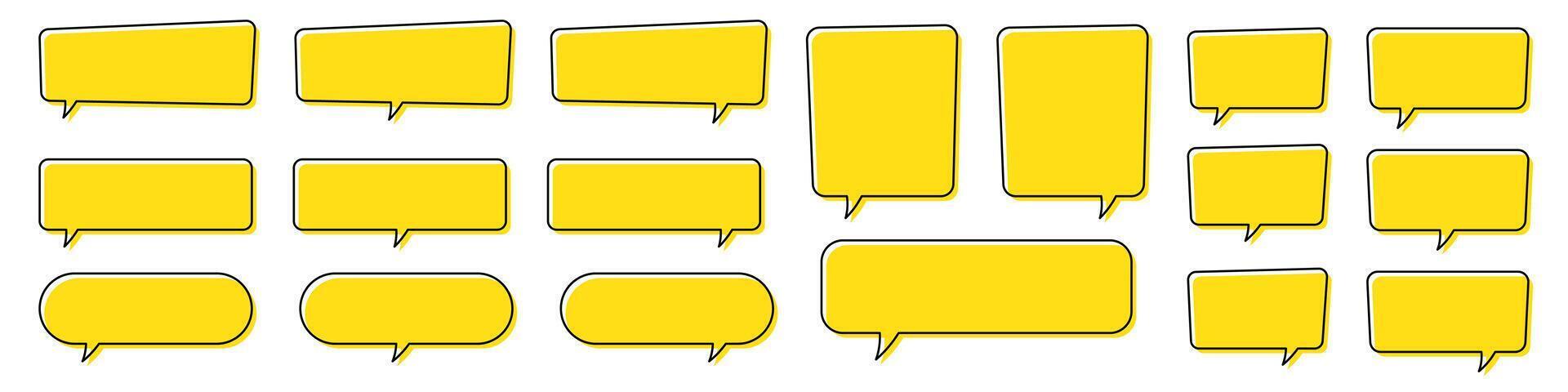 Yellow speech bubbles set. Chat bubble, quote background, message box. vector