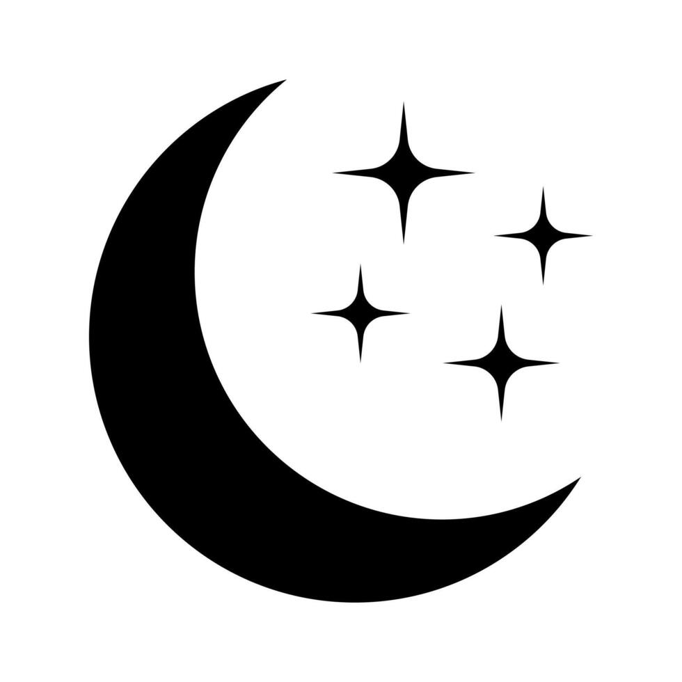 Crescent moon icon. Night icon. vector
