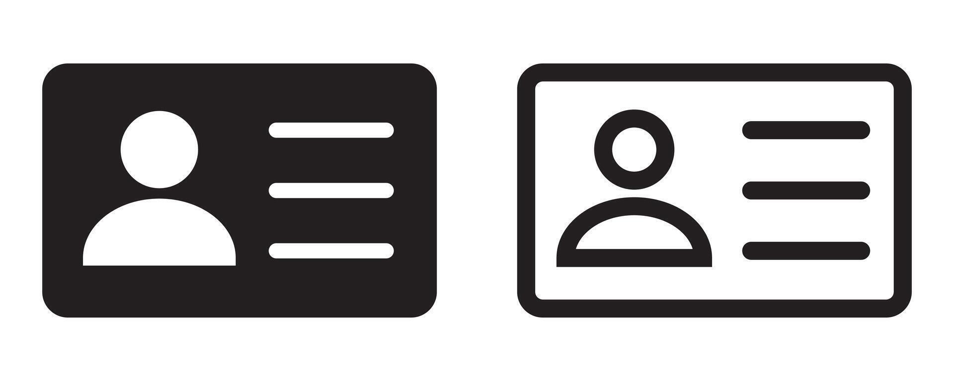 ID Card icon. Employee clerk card, driver license, Identification card, staff identification card symbol. Design for website and mobile app. vector