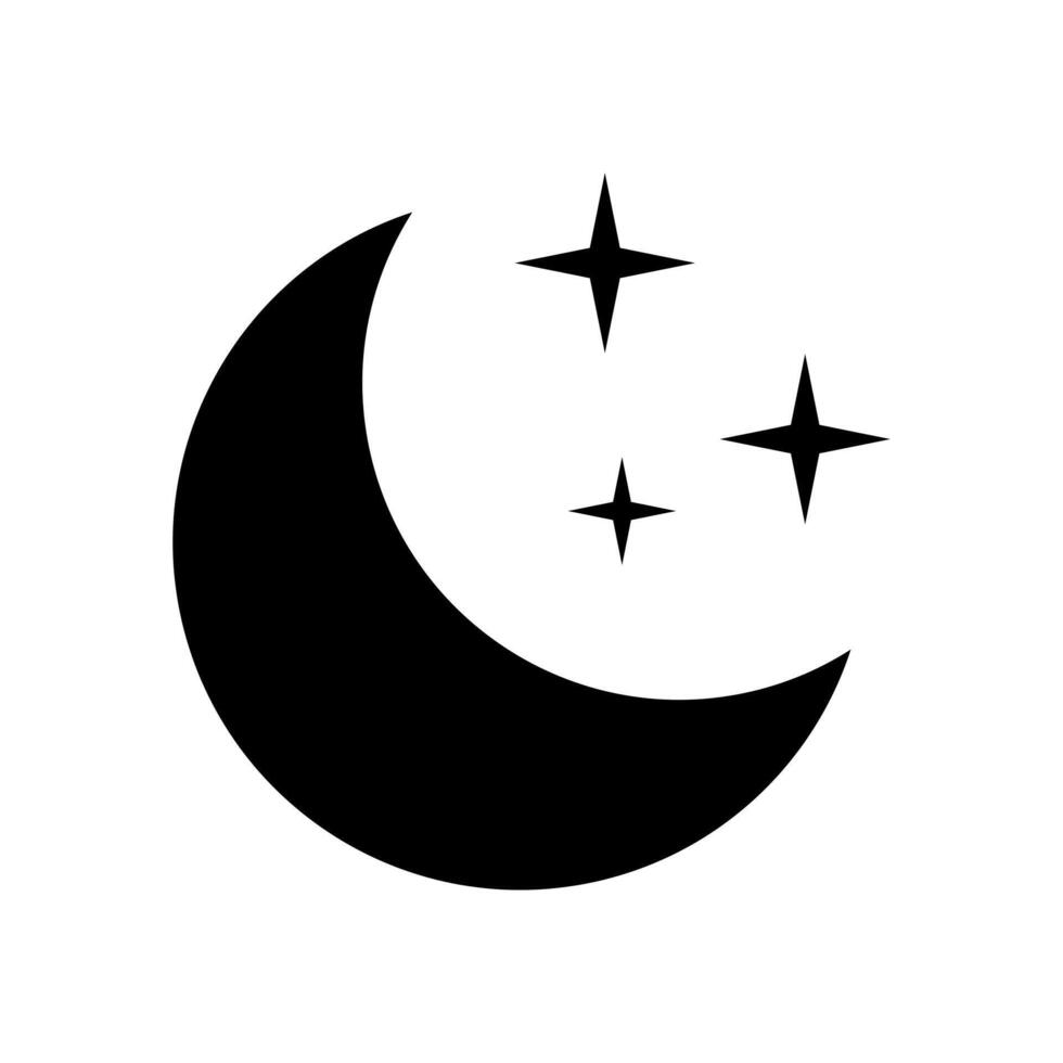 Crescent moon with stars icon. vector