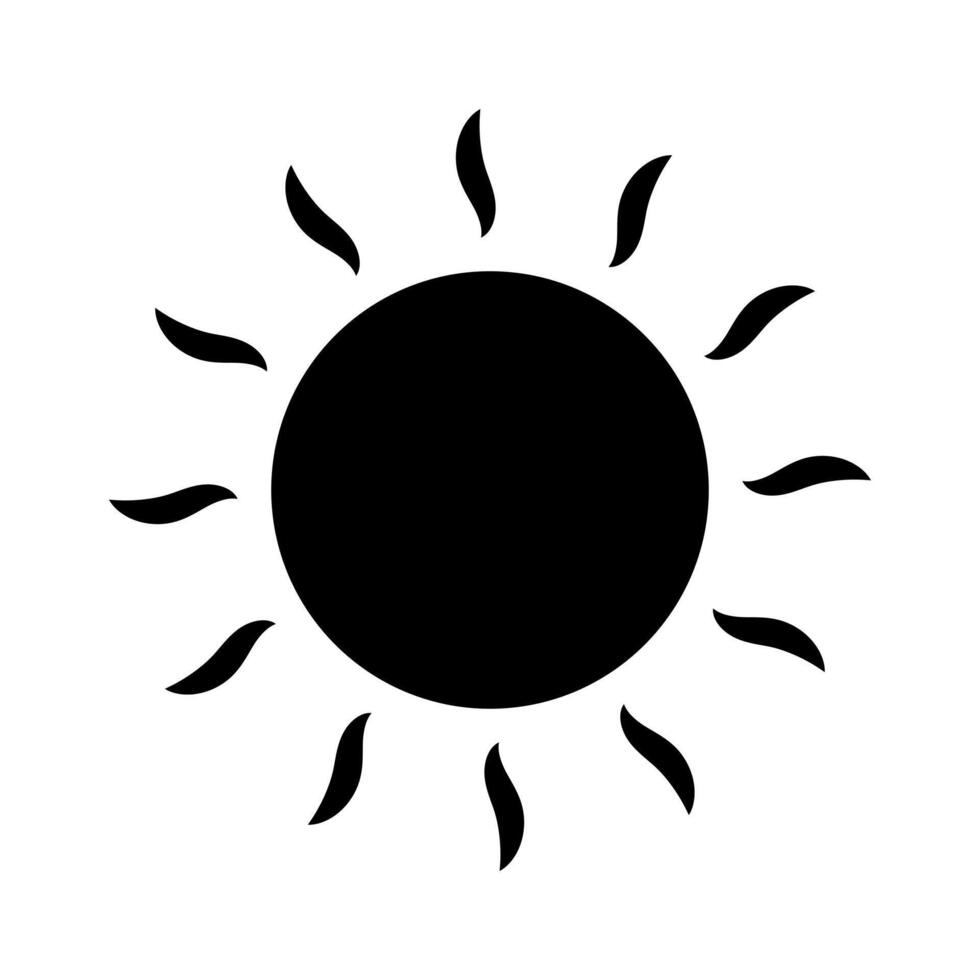 Sun icon, sun black symbol. vector
