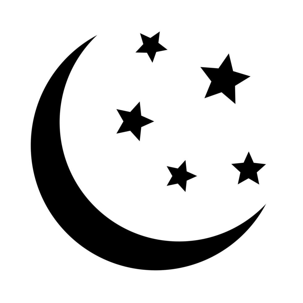 Crescent moon with stars icon. Night icon. vector