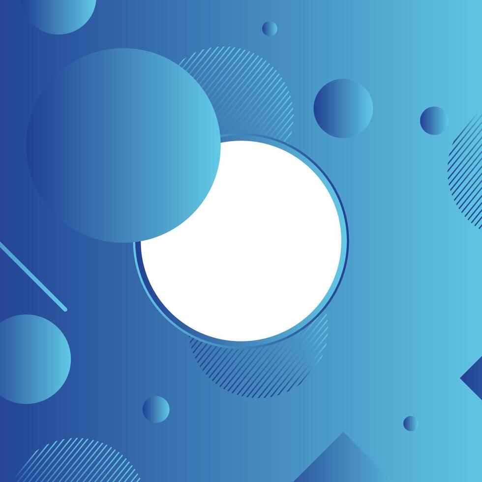 Blue gradient abstract background with fluid Circle and white Frame geometric shape. vector