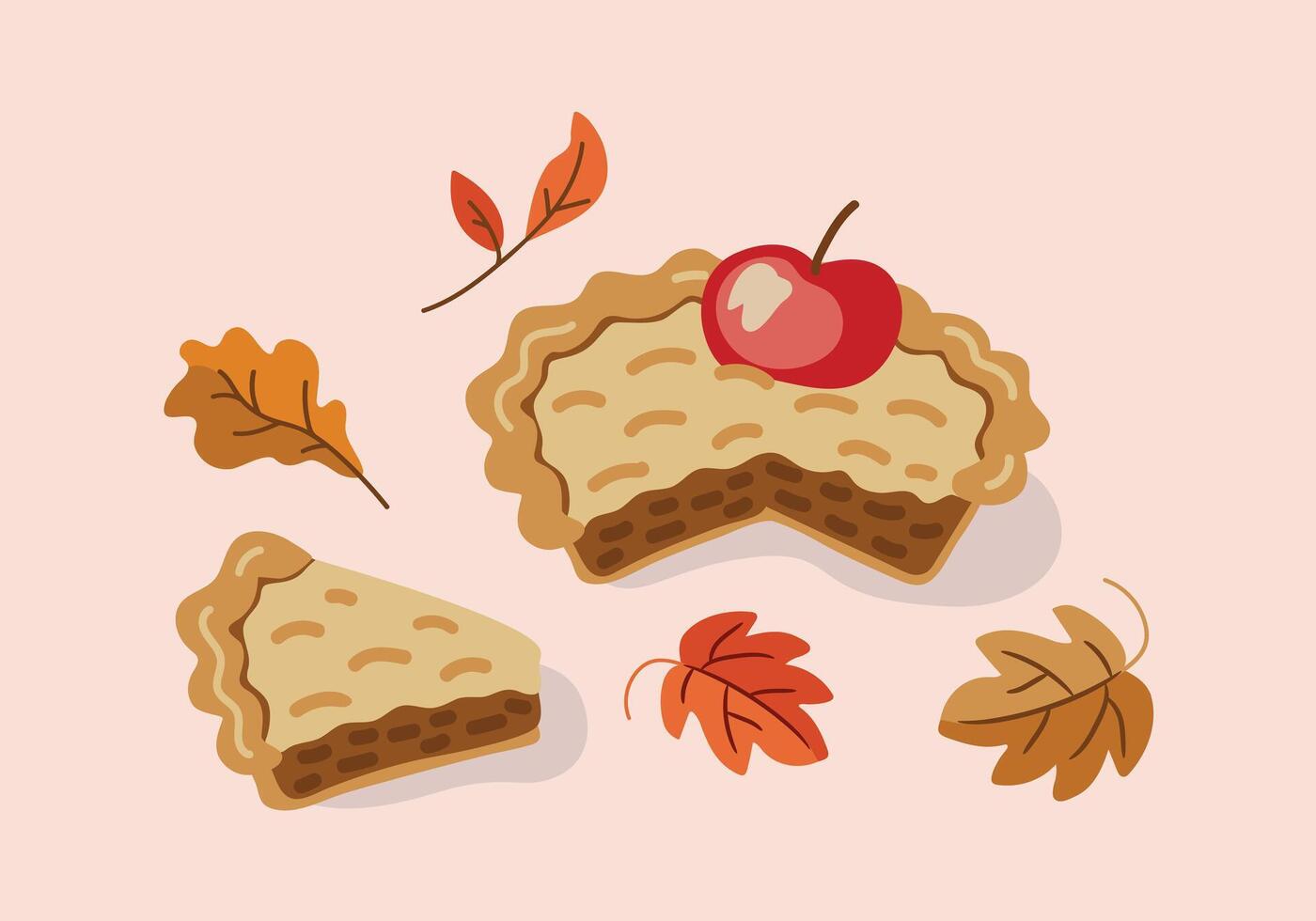 apple pie festive autumn in flat style illustration vector