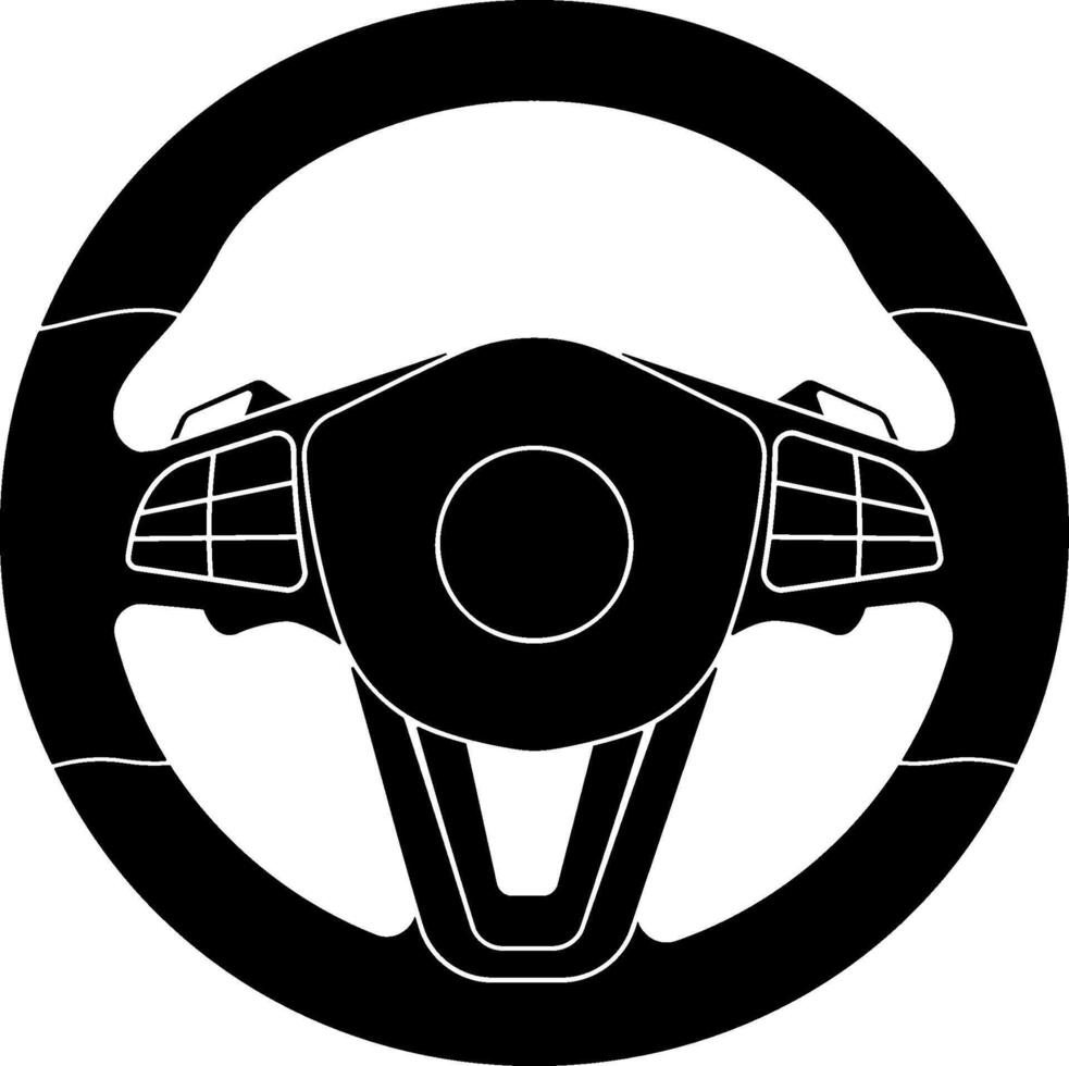 black car steering wheel without background vector