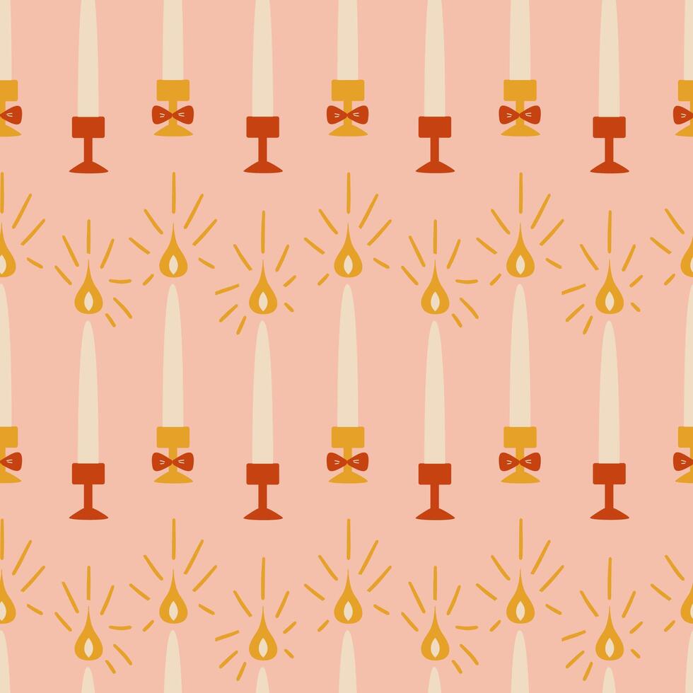 Seamless pattern with candles. Vintage christmas celebration. vector