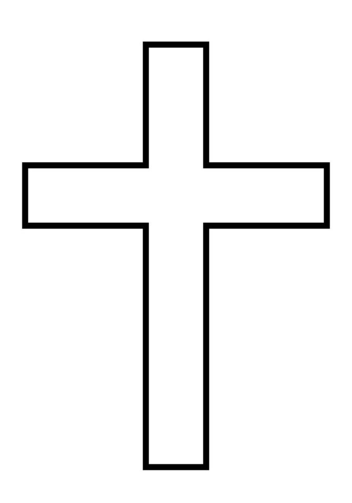 Christian cross, black and white silhouette illustration of religious Latin cross shape, isolated on white background vector
