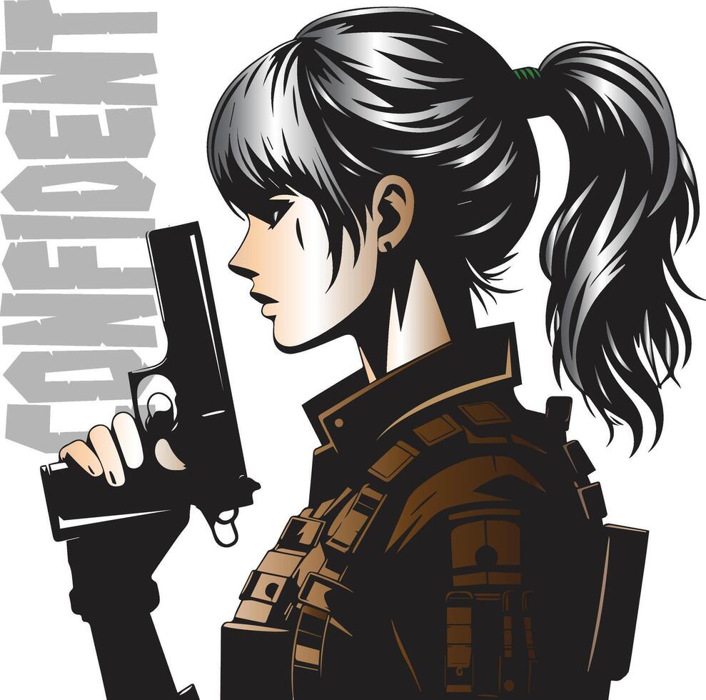 army girl with gun vector