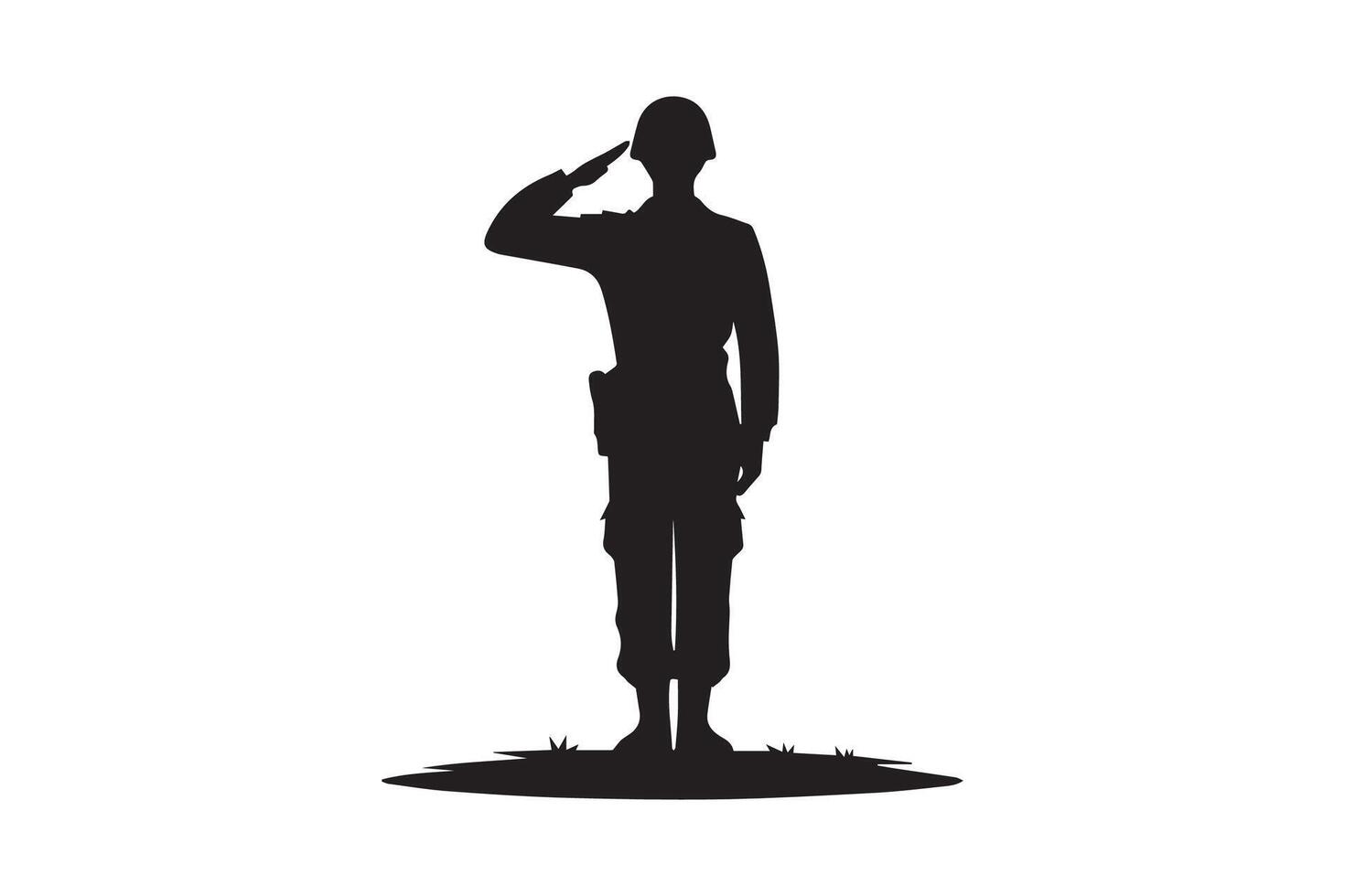 Silhouette of a soldier saluting on a white background vector