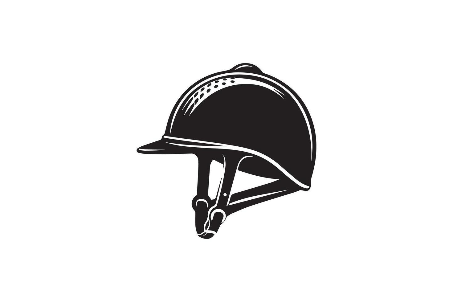 A black and white logo of a horse helmet vector