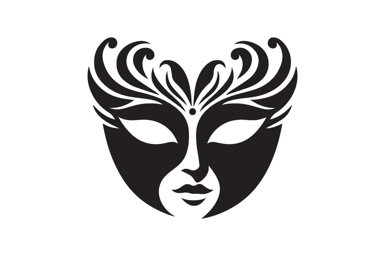 A black and white image of a mask vector
